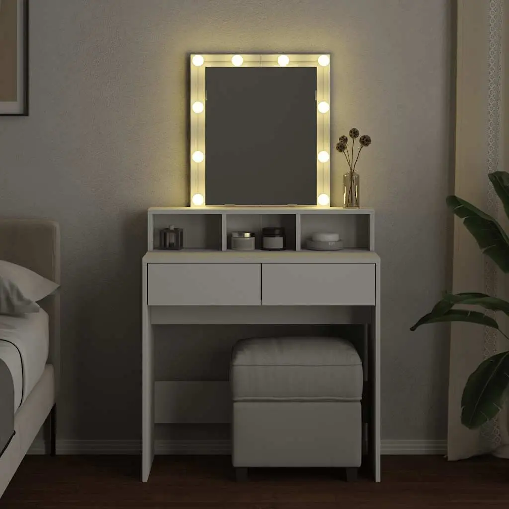 White Dressing Table with LED Mirror