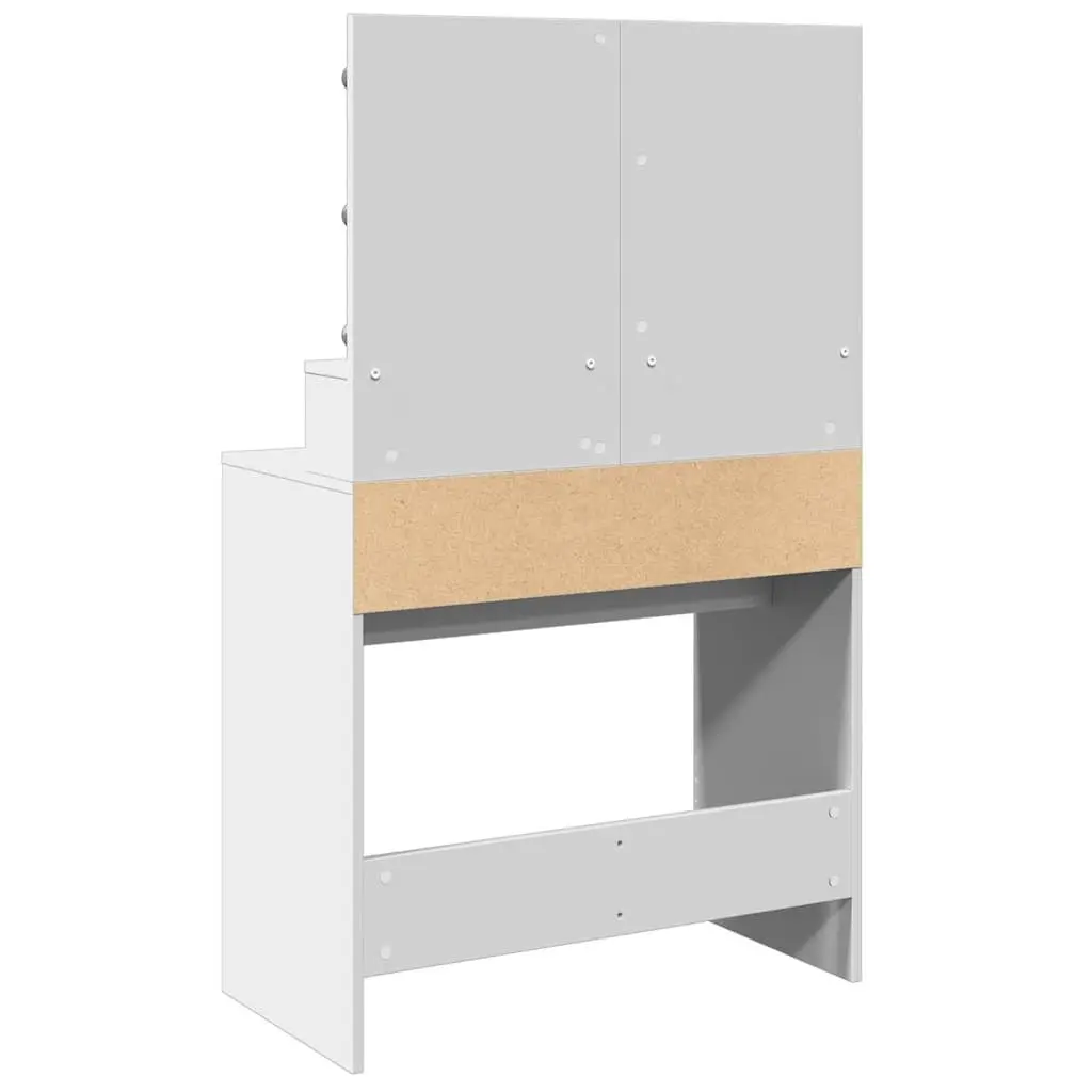 White Bedroom Vanity with LED Mirror and Storage