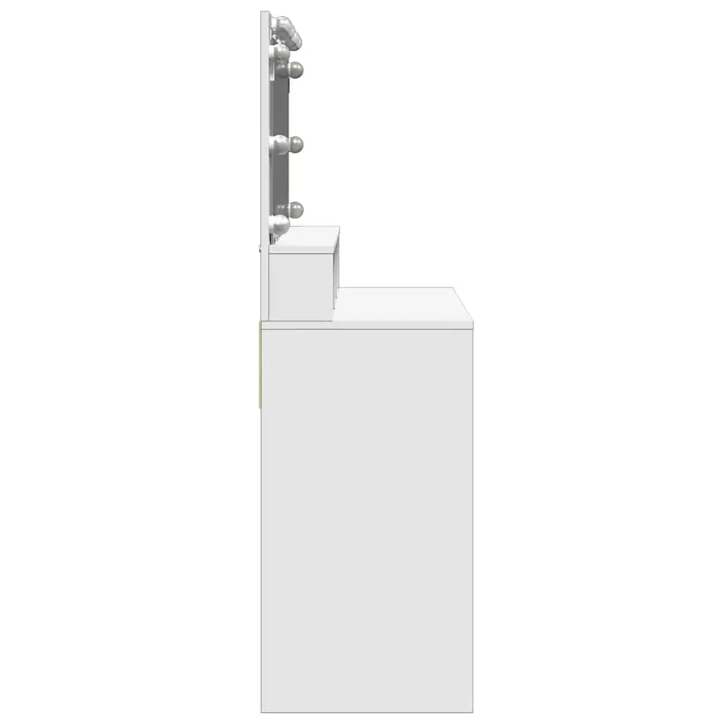 White Bedroom Vanity with LED Mirror and Storage