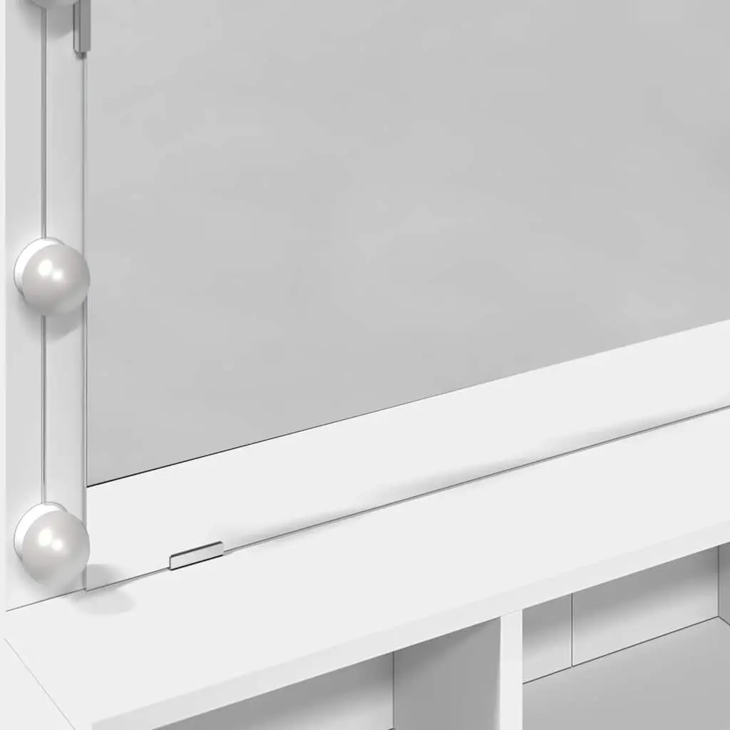 White Bedroom Vanity with LED Mirror and Storage