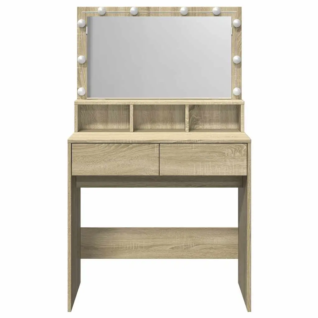 Brown Dressing Table with LED Mirror for Bedroom