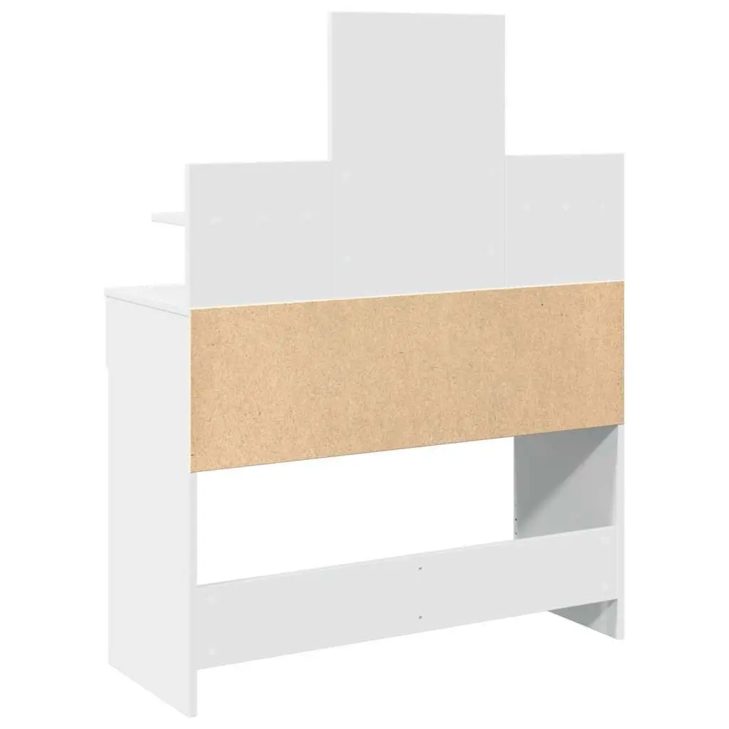 White Vanity Makeup Desk with LED Mirror and Drawers