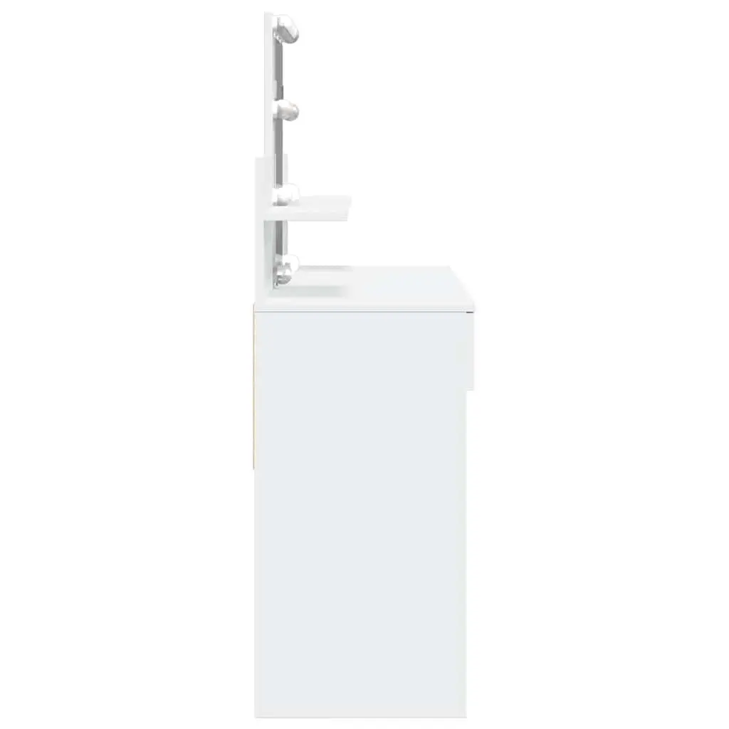 White Vanity Makeup Desk with LED Mirror and Drawers