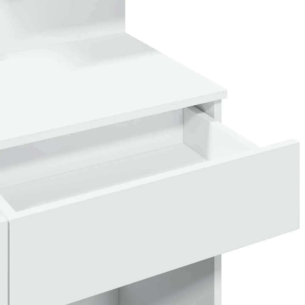 White Vanity Makeup Desk with LED Mirror and Drawers