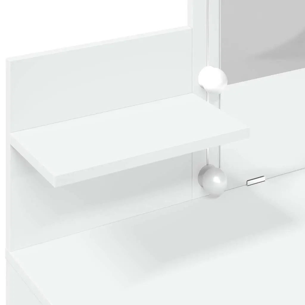 White Vanity Makeup Desk with LED Mirror and Drawers