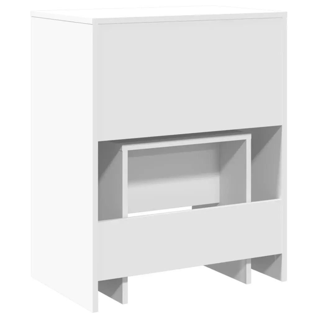 Dressing Table White Engineered Wood with Mirror and Stool