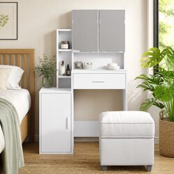 Charming White Vanity Unit with Mirror and Storage