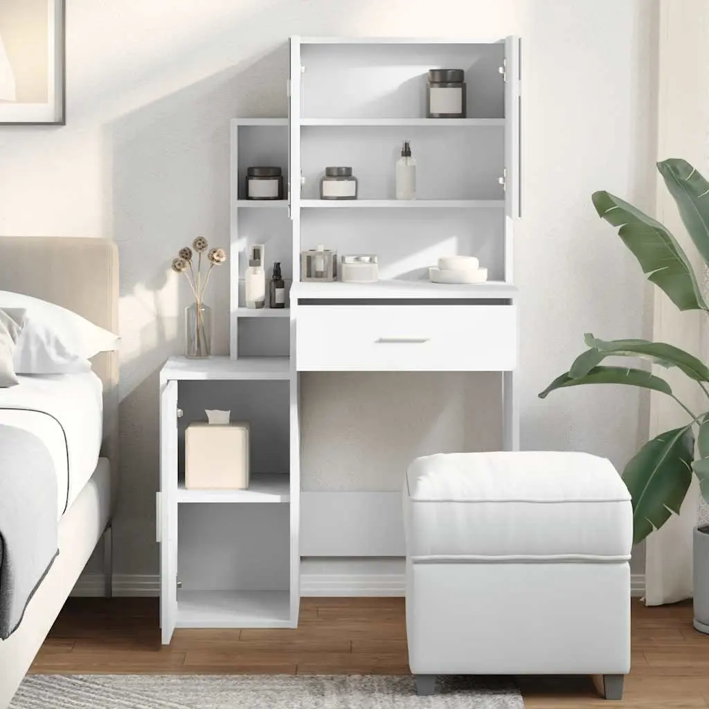 Bedroom Dressing Table with Mirror and Storage Drawer Vanity Unit White