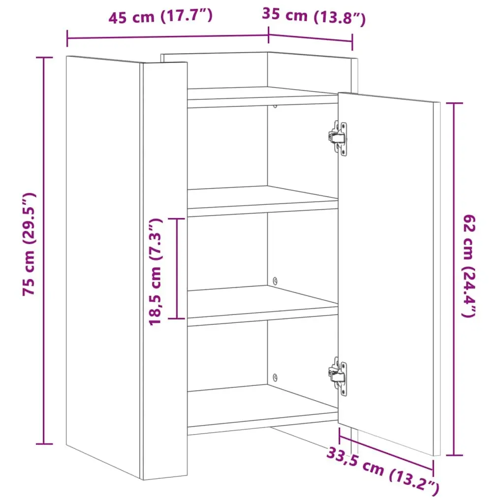 Sideboard White 45x35x75 cm Storage Cabinet Engineered Wood Cupboard Furniture