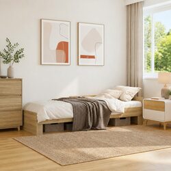 Sonoma Oak Bed Frame 90x190 cm with Slatted Base