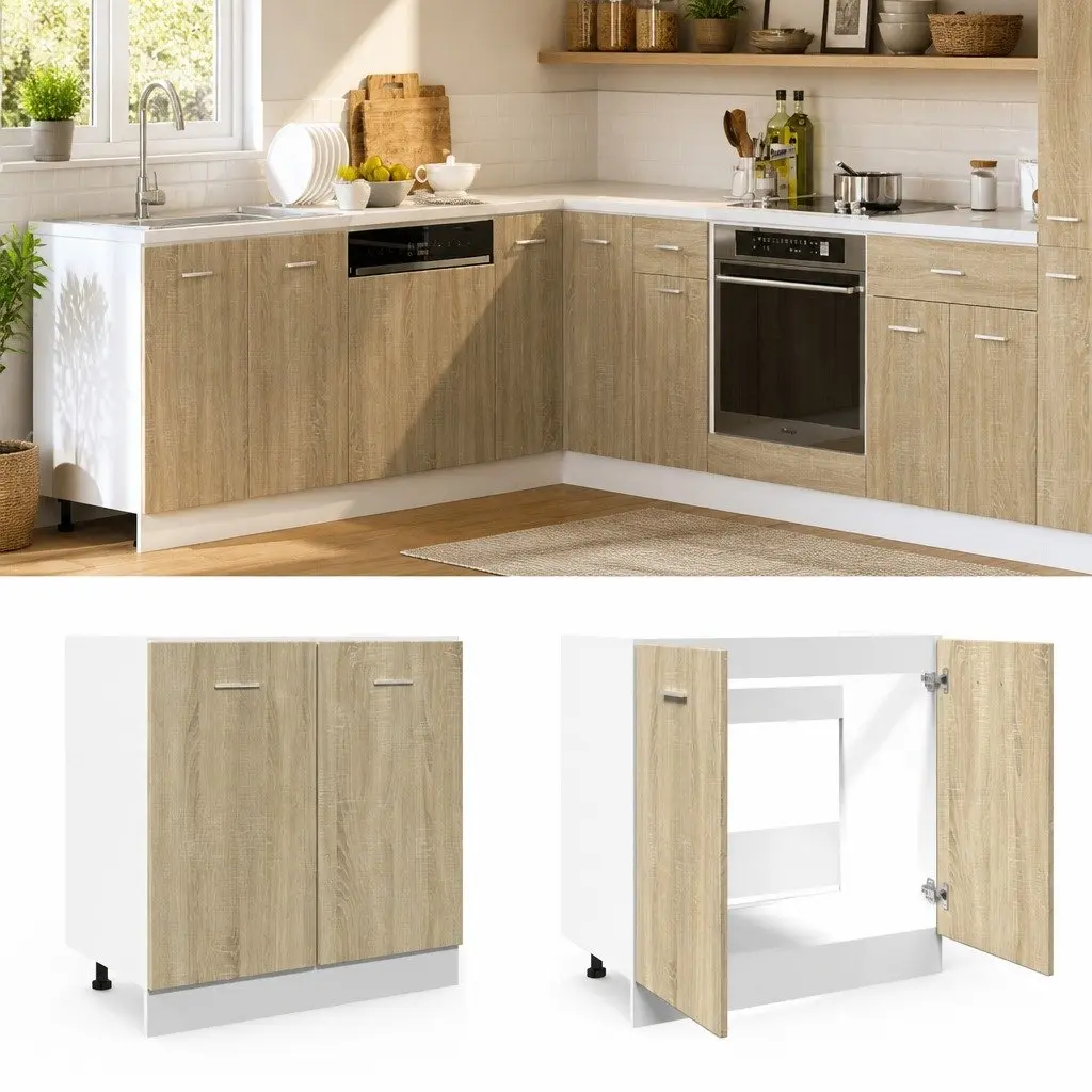 Sonoma Oak Bottom Kitchen Cabinet with Doors