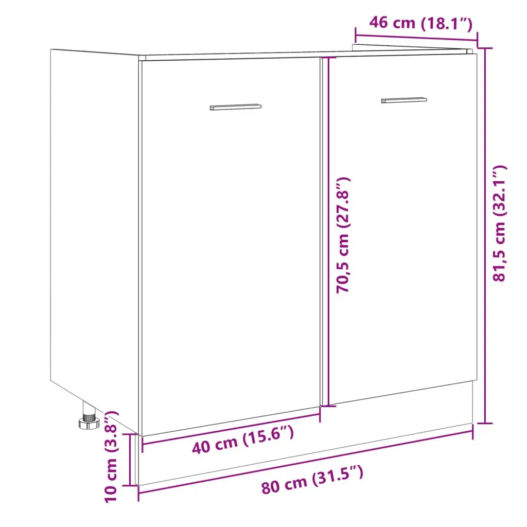 Sonoma Oak Bottom Kitchen Cabinet with Doors