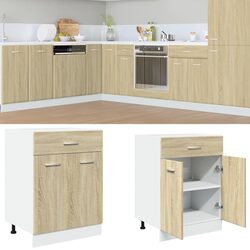 Kitchen Drawer Bottom Cabinet Storage Unit with Shelves Doors Brown Engineered