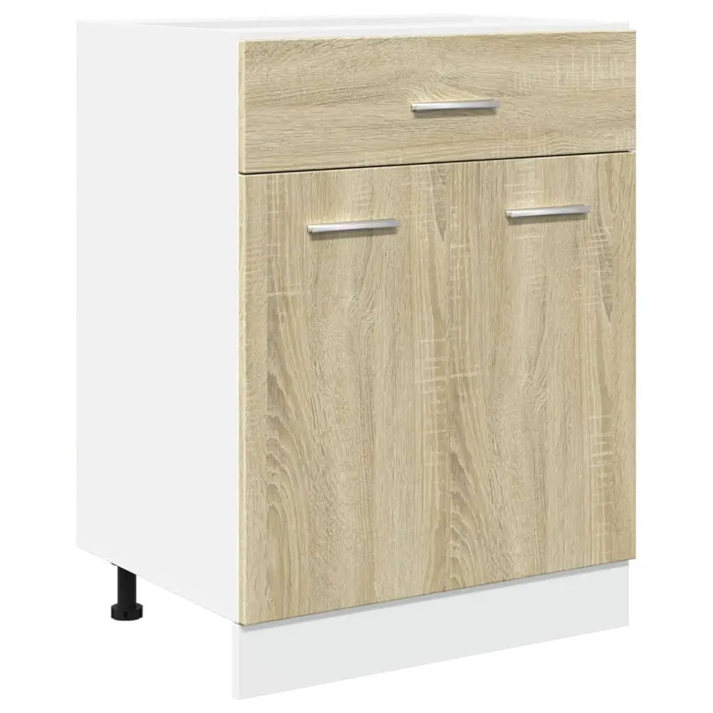 Kitchen Drawer Bottom Cabinet Storage Unit with Shelves Doors Brown Engineered