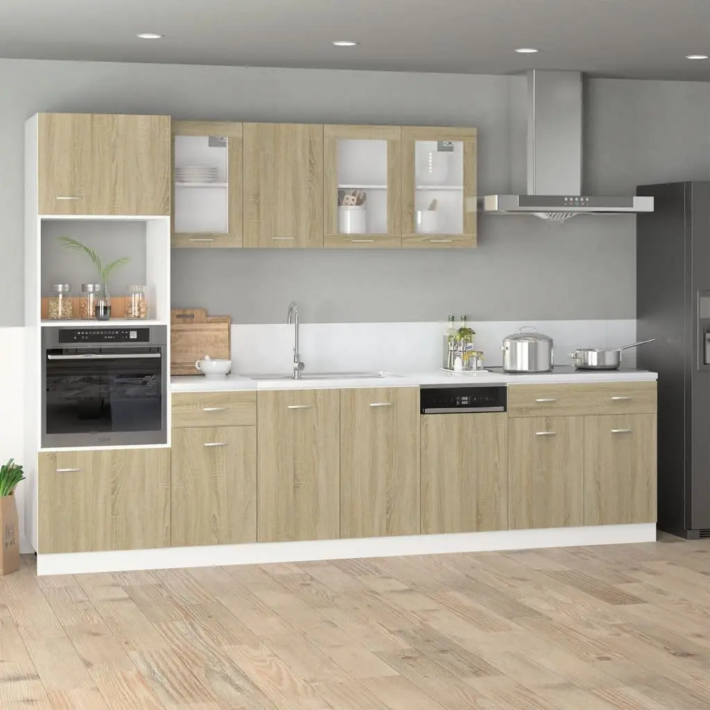 Drawer Bottom Cabinet Kitchen Storage Cupboard Brown Engineered Wood