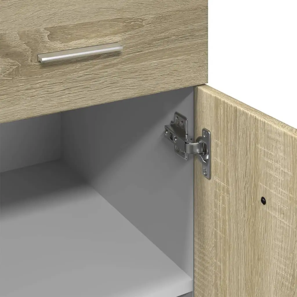 Drawer Bottom Cabinet Kitchen Storage Cupboard Brown Engineered Wood