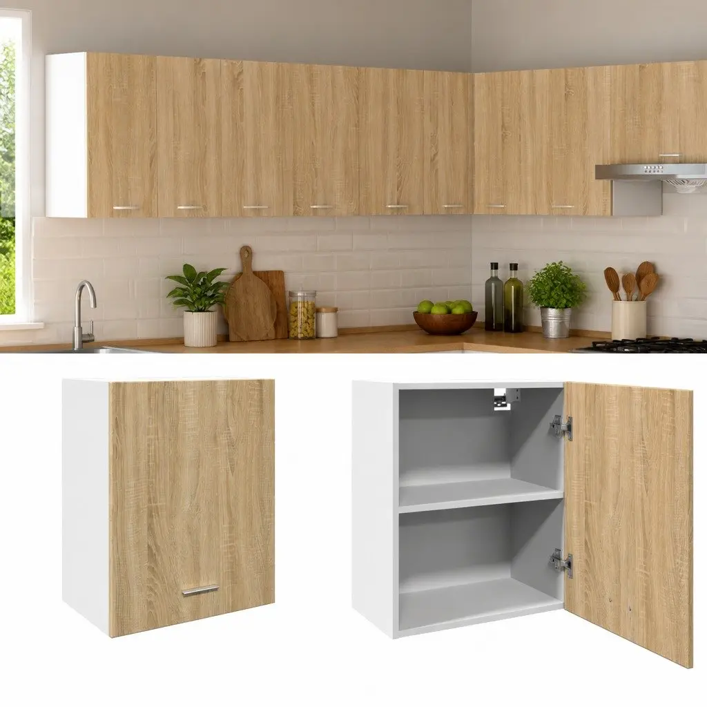 Brown Engineered Wood Wall Mounted Kitchen Cabinet 50x31x60cm