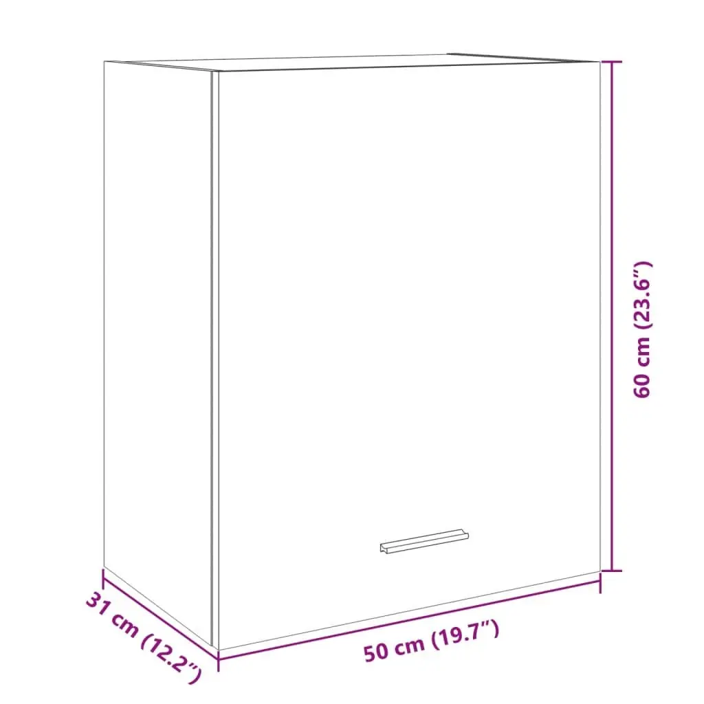 Brown Engineered Wood Wall Mounted Kitchen Cabinet 50x31x60cm