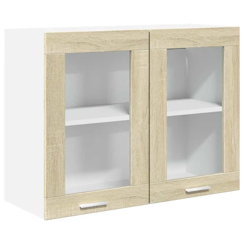 Hanging Glass Cabinet 80x31x60cm Brown Kitchen Storage Wall Mounted Cupboard