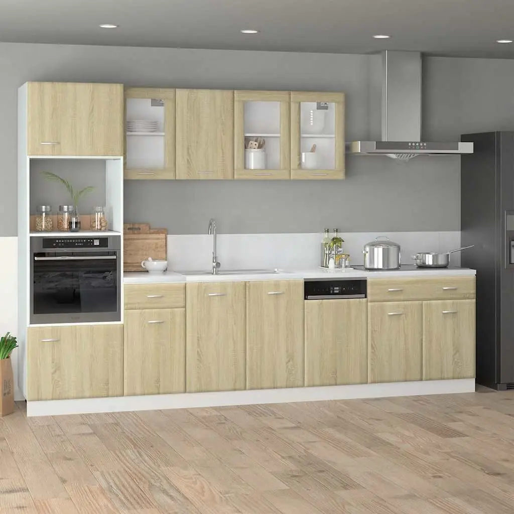 Hanging Glass Cabinet 80x31x60cm Brown Kitchen Storage Wall Mounted Cupboard