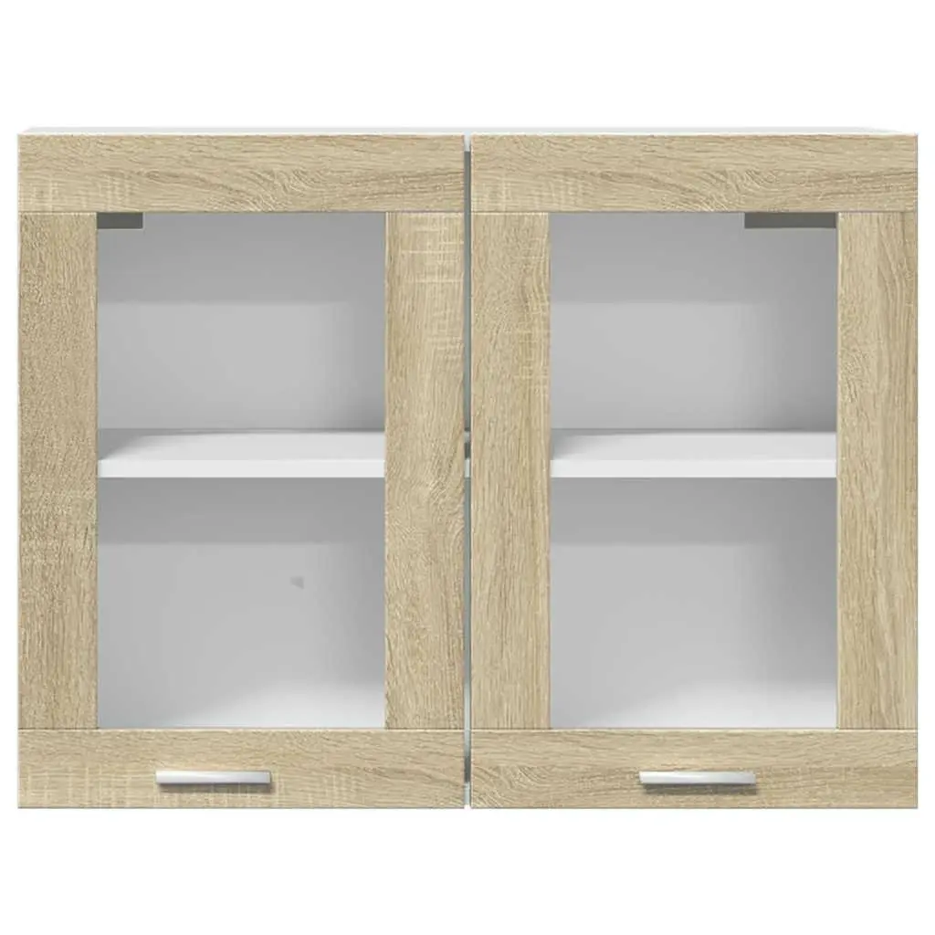 Hanging Glass Cabinet 80x31x60cm Brown Kitchen Storage Wall Mounted Cupboard