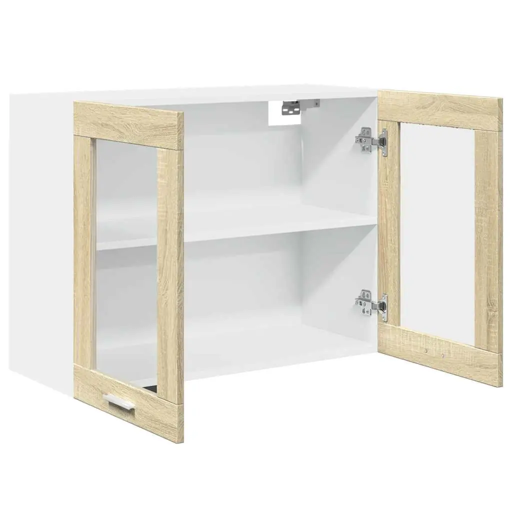Hanging Glass Cabinet 80x31x60cm Brown Kitchen Storage Wall Mounted Cupboard
