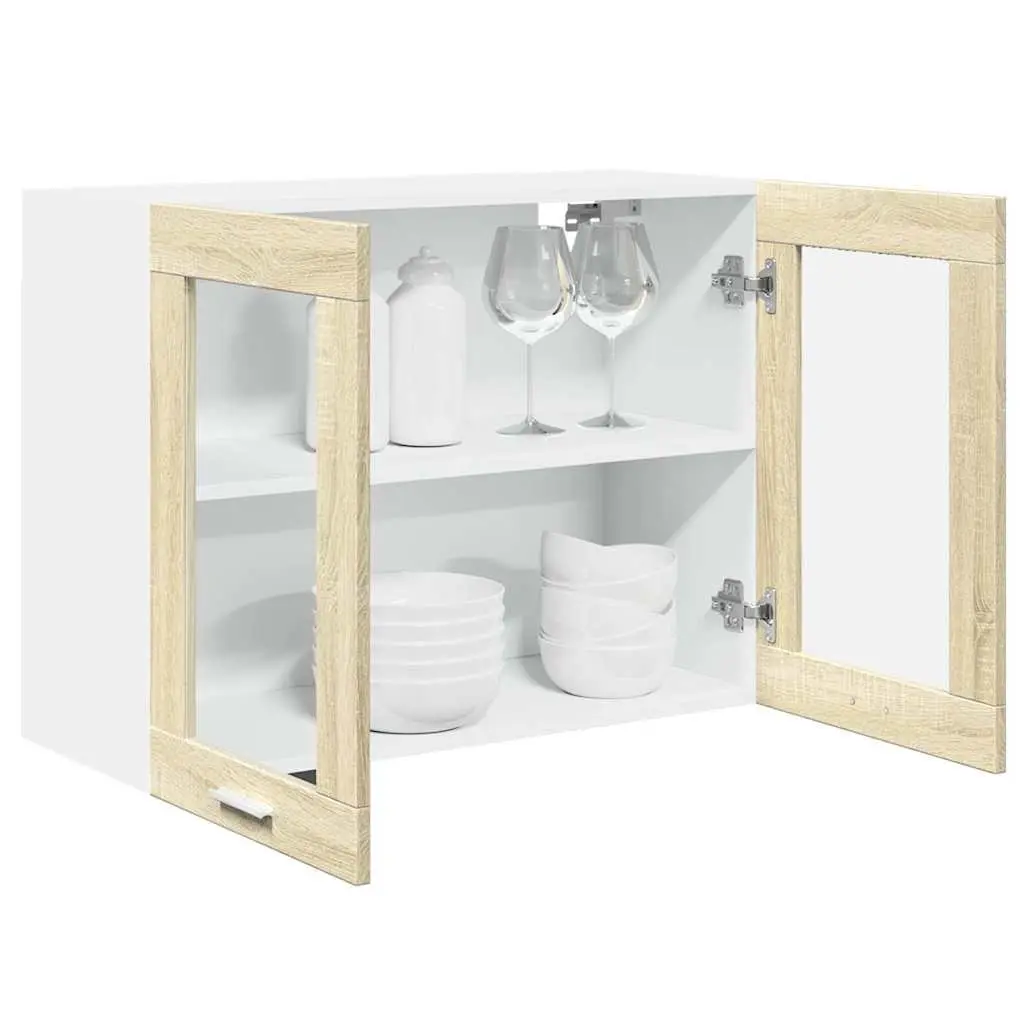 Hanging Glass Cabinet 80x31x60cm Brown Kitchen Storage Wall Mounted Cupboard