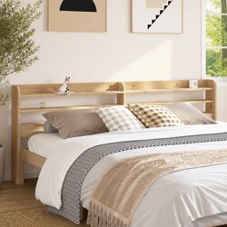 Stylish Solid Wood Pine Headboard with Storage Shelves