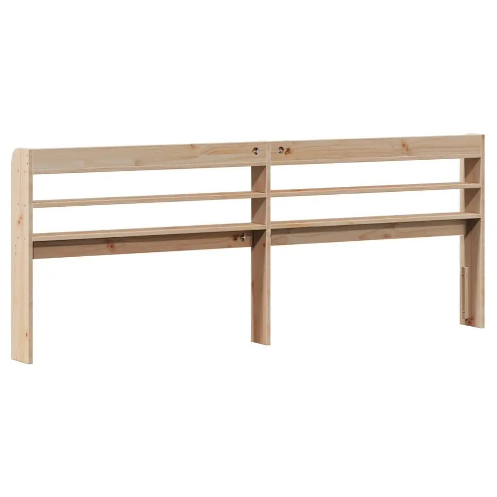 Solid Wood Pine Headboard with Storage Shelves