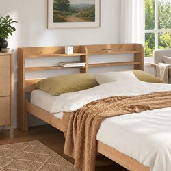 Solid Wood Headboard with Shelves 150cm for Bedroom