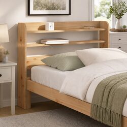 Solid Pinewood Headboard with Shelves 90 cm Brown