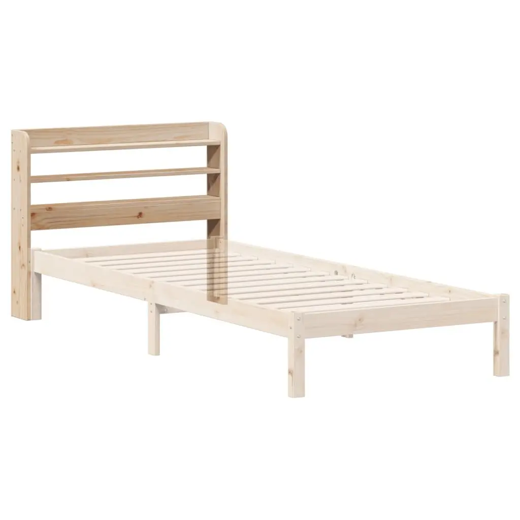 Solid Pinewood Headboard with Shelves 90 cm Brown