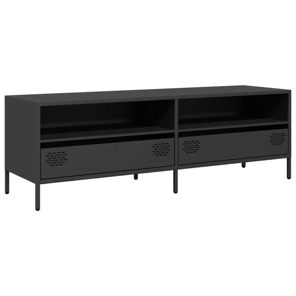 Industrial Style Black TV Cabinet with Storage Drawers