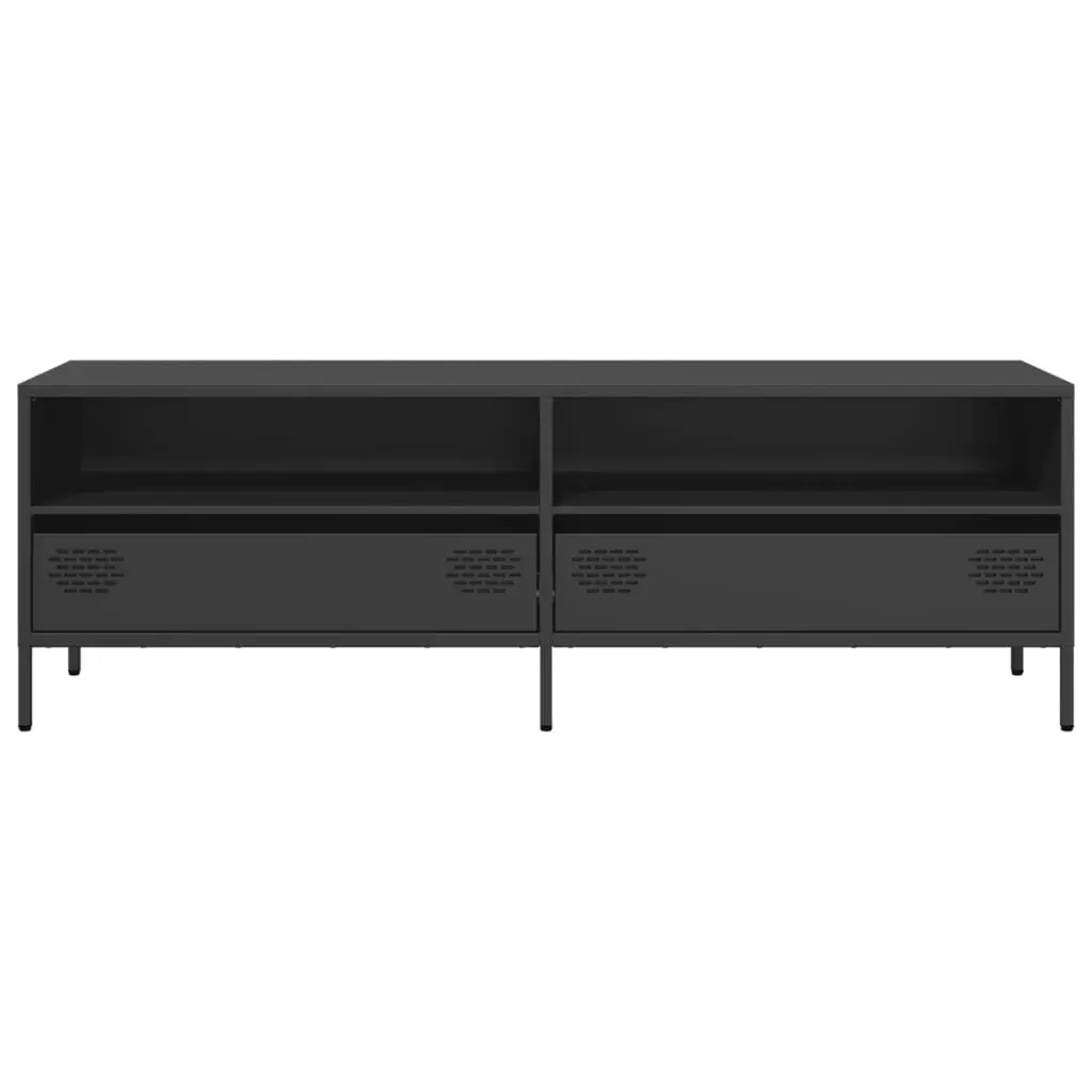 Industrial Style Black TV Cabinet with Storage Drawers