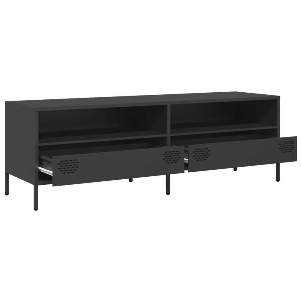 Industrial Style Black TV Cabinet with Storage Drawers