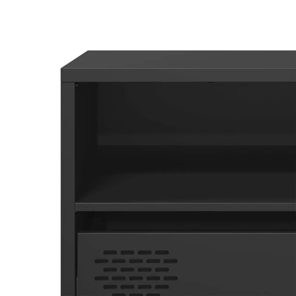 Industrial Style Black TV Cabinet with Storage Drawers