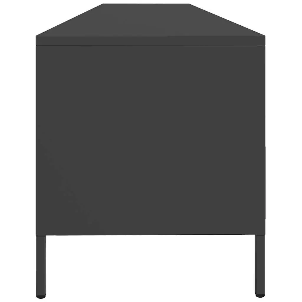 TV Cabinet Black Industrial 202cm Cold-Rolled Steel Unit with Storage Drawers and Compartments