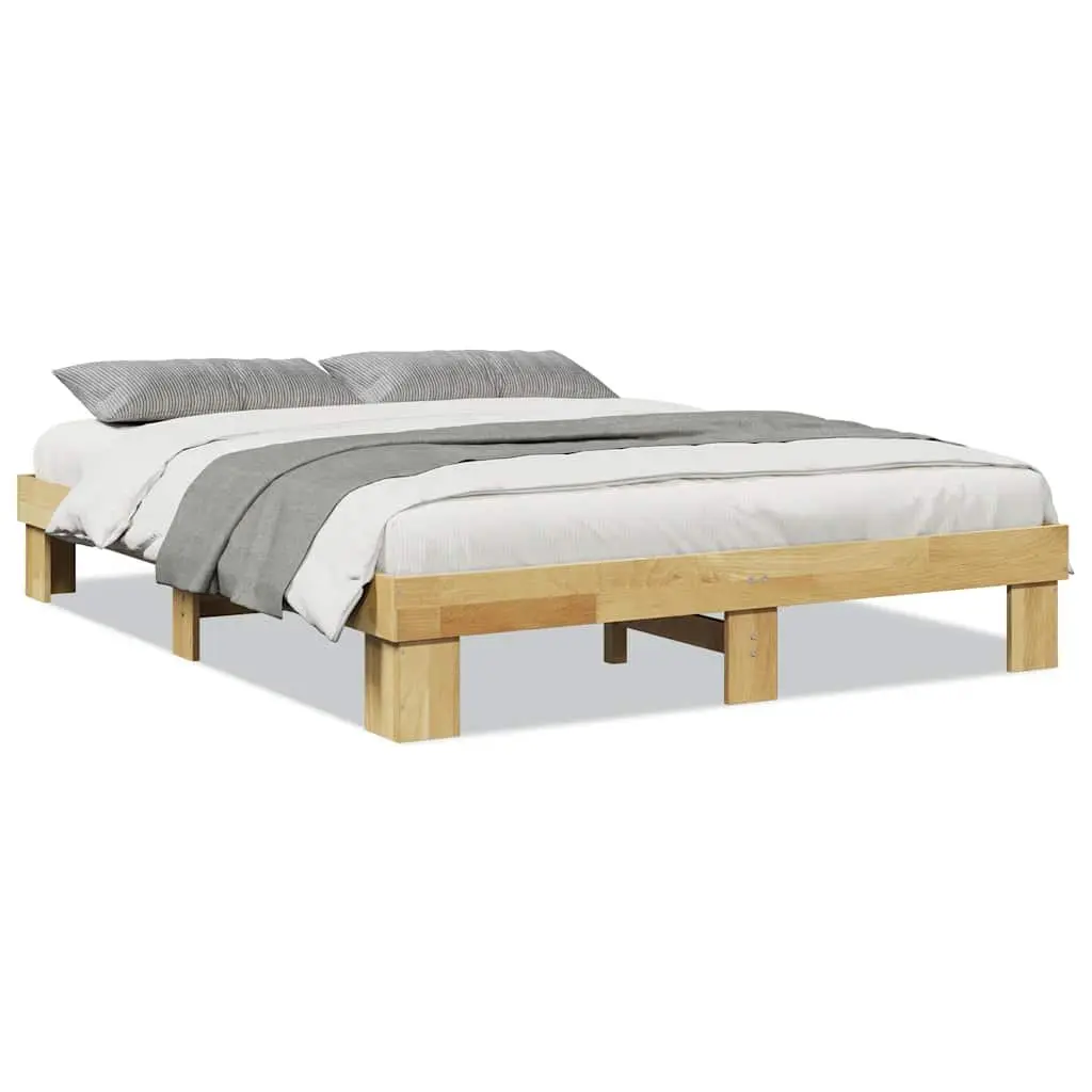 Oak Bed Frame 135x190 cm with Storage