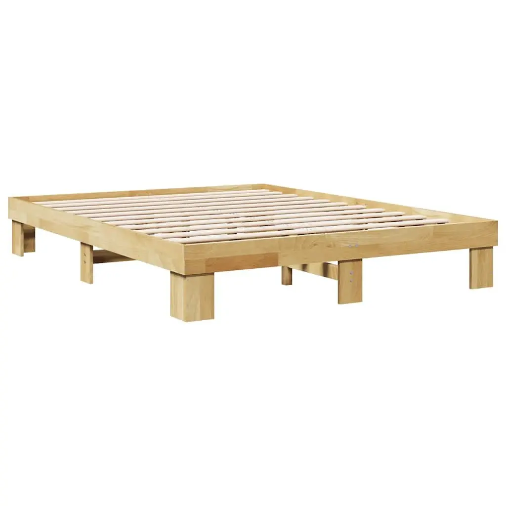 Oak Bed Frame 135x190 cm with Storage