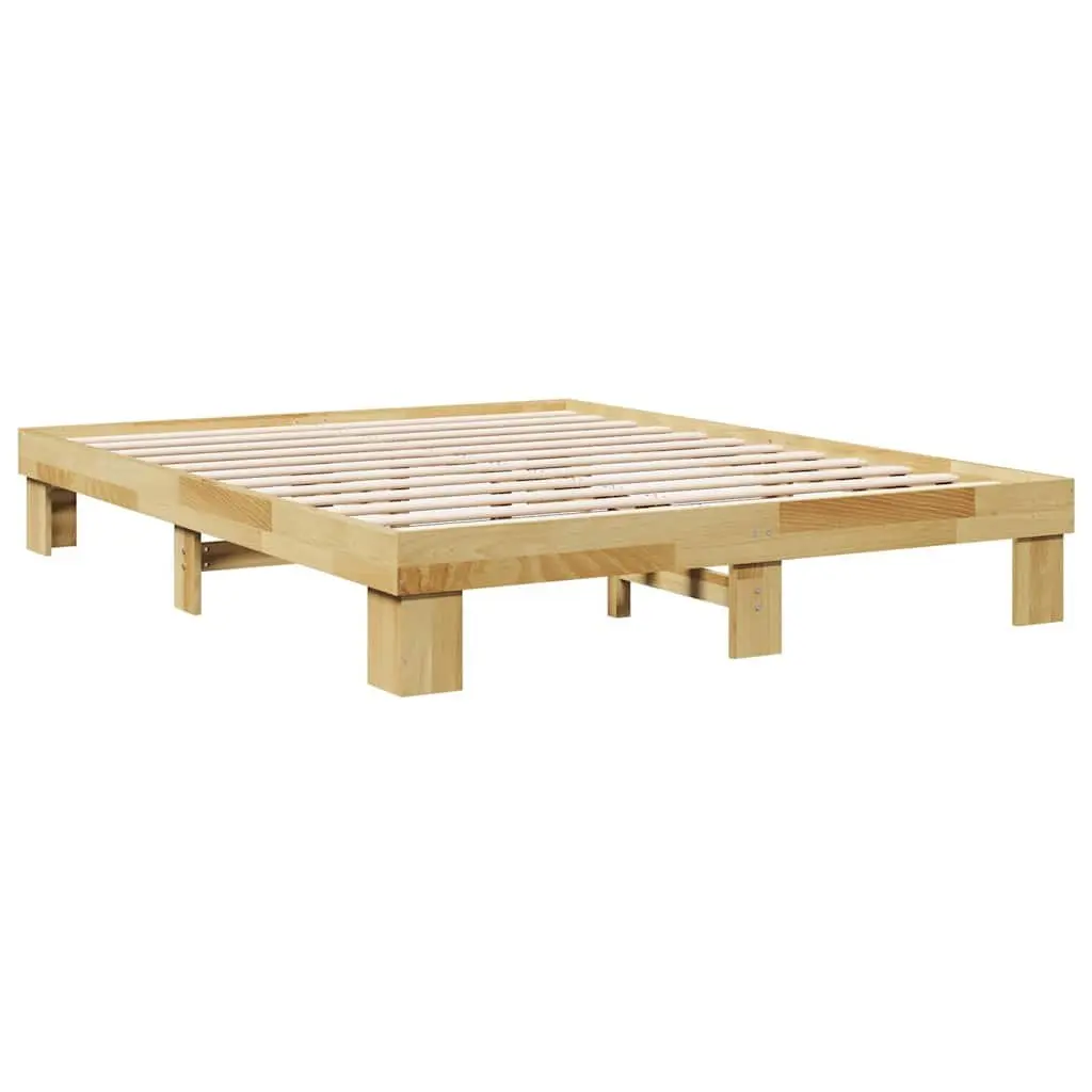 Oak Bed Frame 135x190 cm with Storage