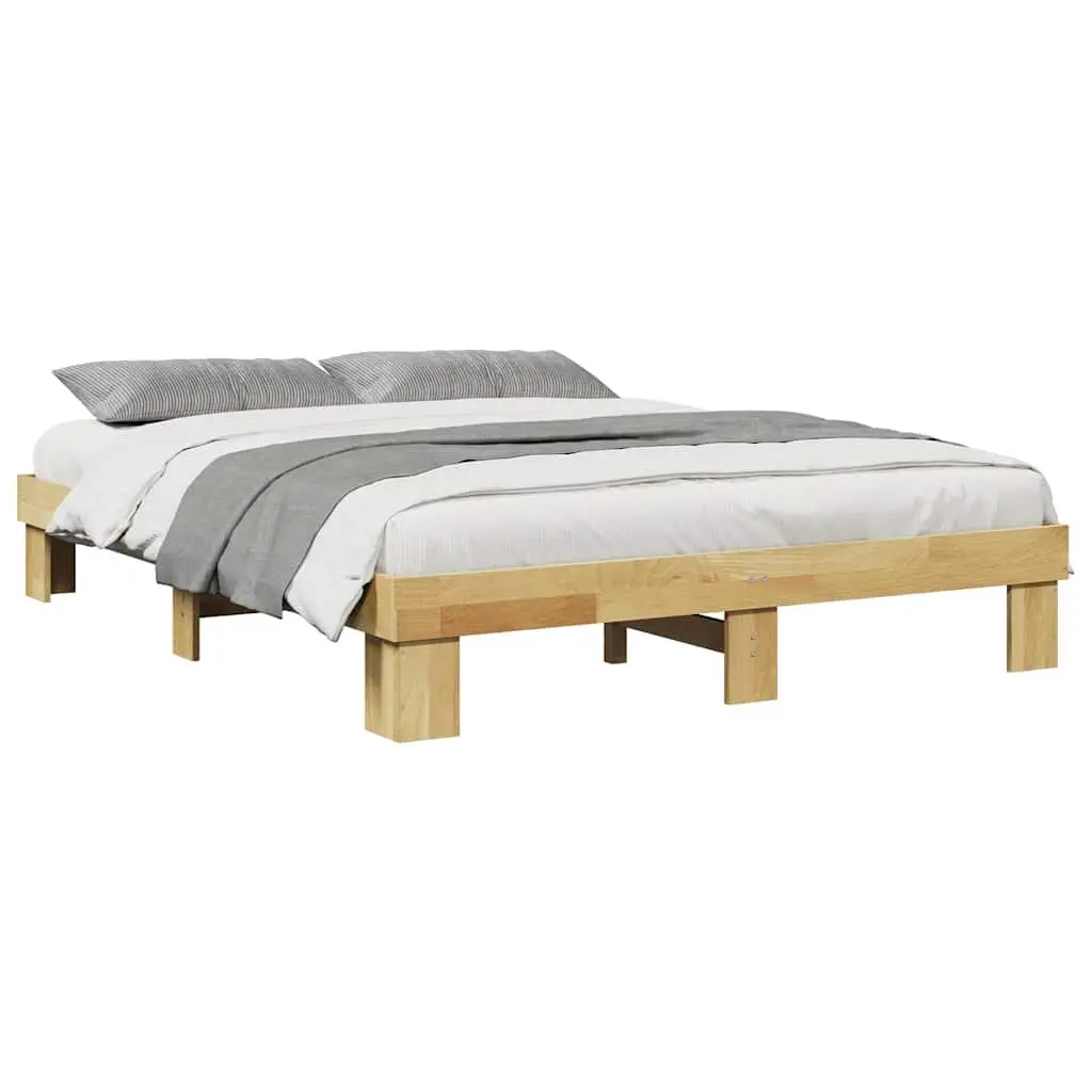 Oak Bed Frame 135x190 cm with Storage