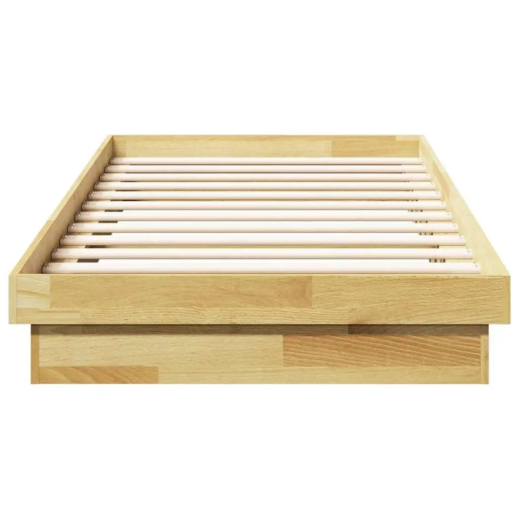 Solid Oak Wood Bed Frame 90x190 cm with Slatted Base