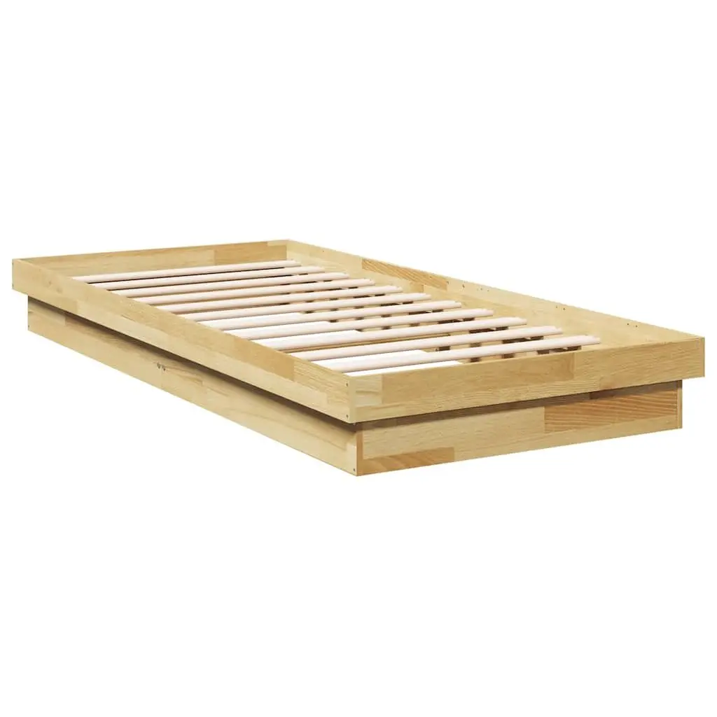 Solid Oak Wood Bed Frame 90x190 cm with Slatted Base