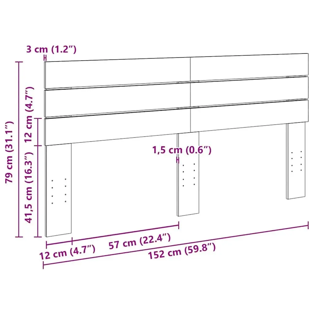 Brown Solid Wood Headboard for 150 cm Beds