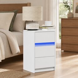 Bedside Cabinet with RGB LED Lights in White