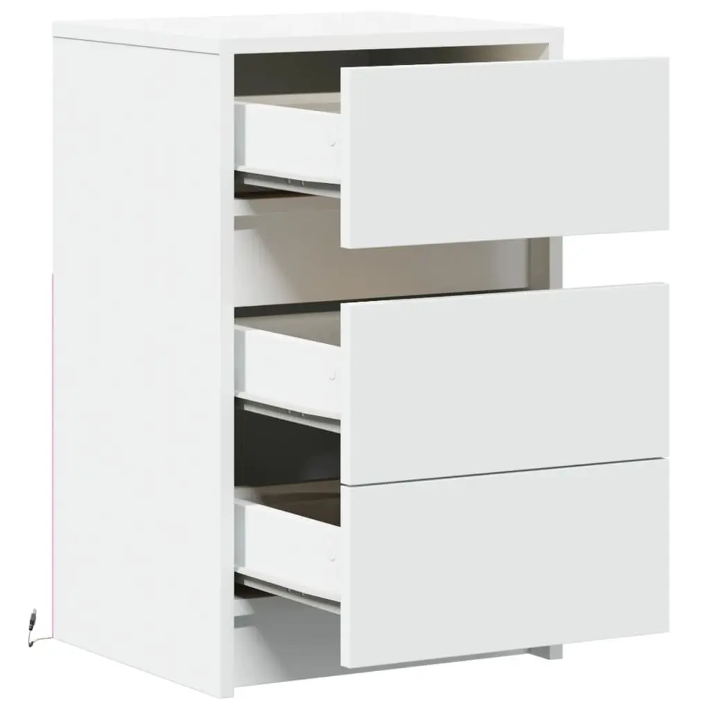 Bedside Cabinet White Engineered Wood with RGB LED Lights