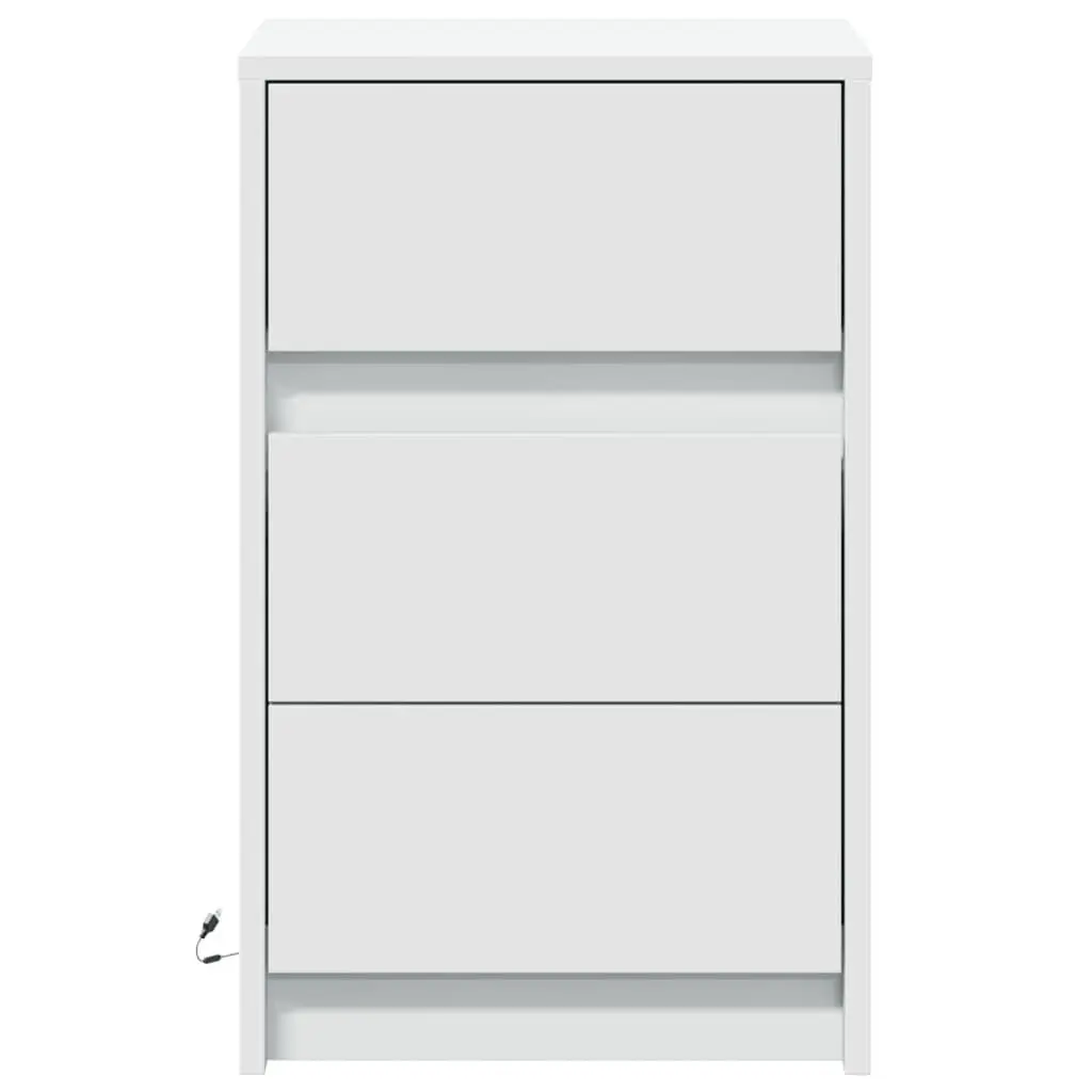 Bedside Cabinet White Engineered Wood with RGB LED Lights