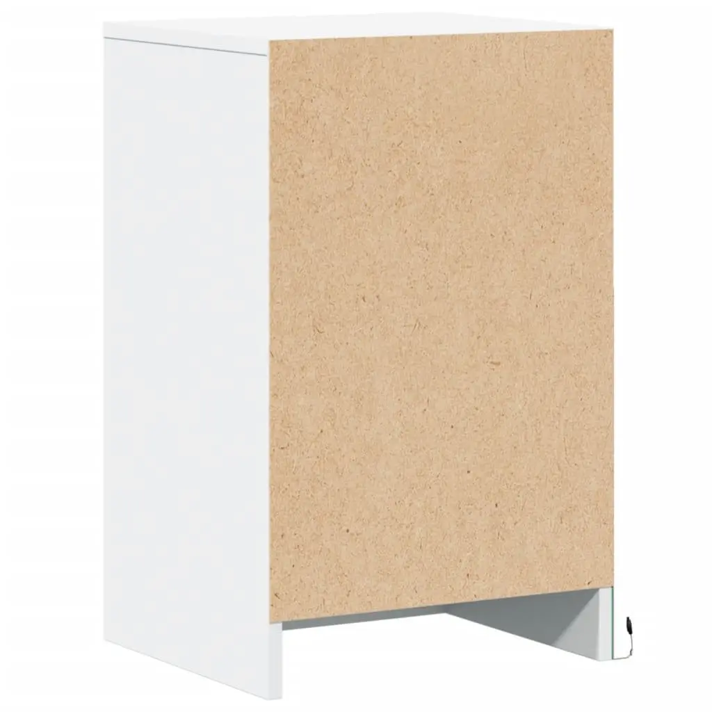 Bedside Cabinet White Engineered Wood with RGB LED Lights