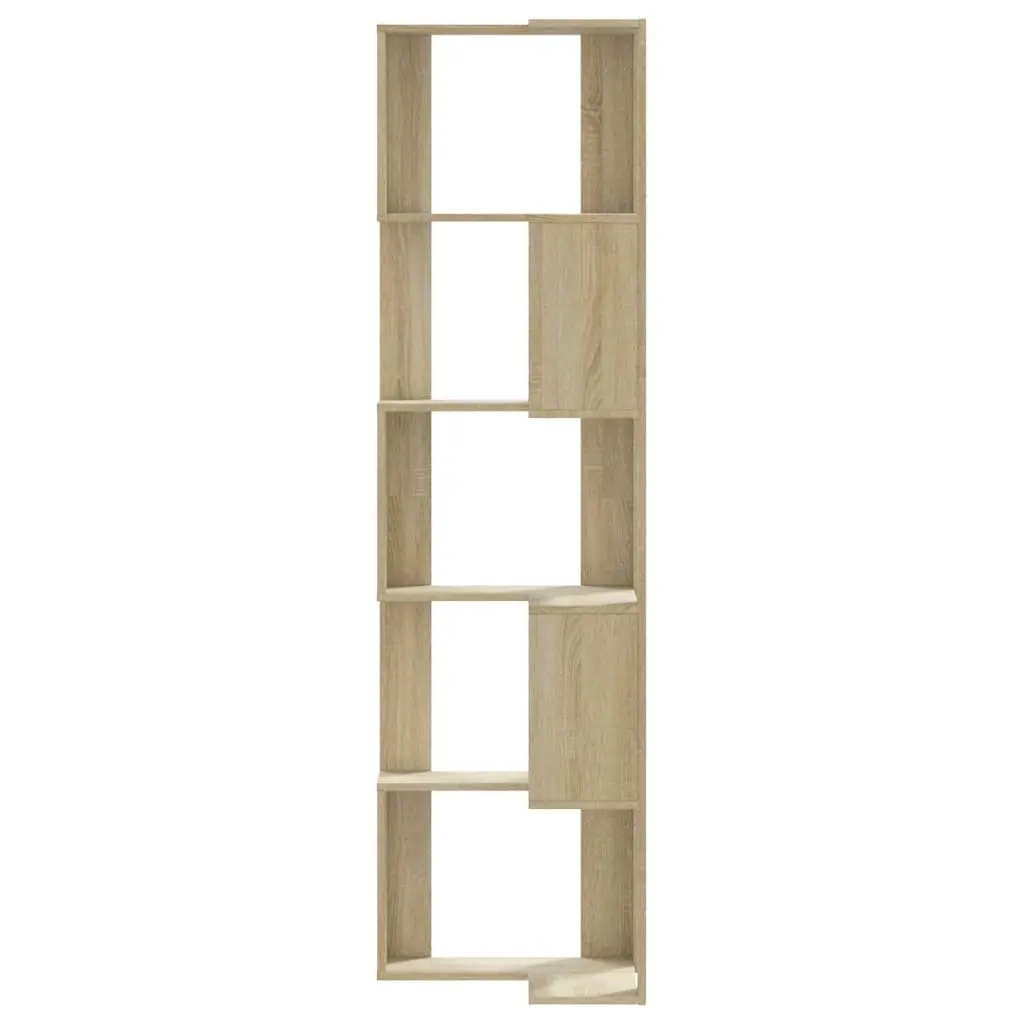 5-Tier Corner Bookcase Sonoma Oak Engineered Wood Storage Display Shelf