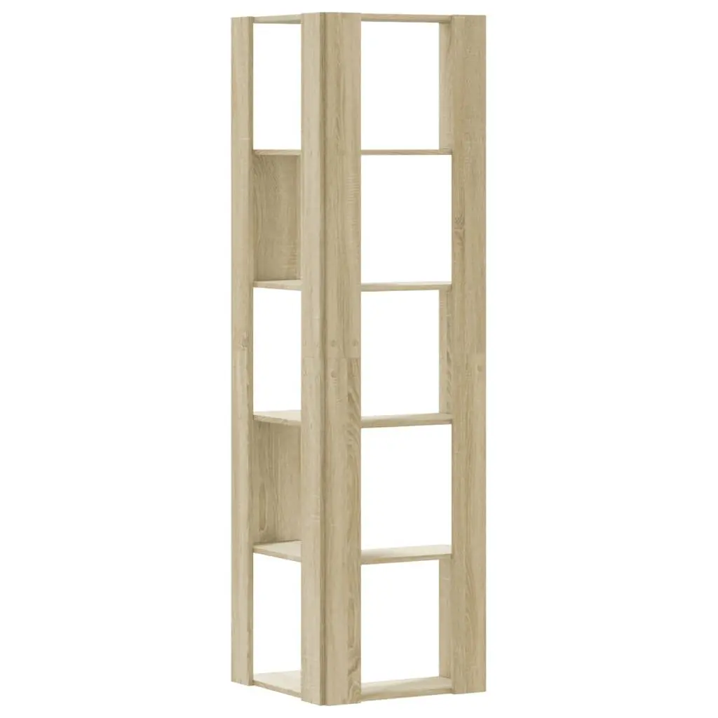 5-Tier Corner Bookcase Sonoma Oak Engineered Wood Storage Display Shelf